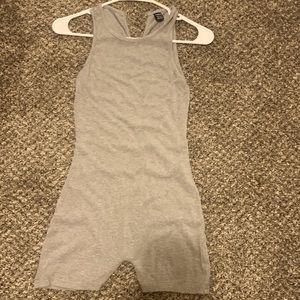 Cotton heather grey biker short body suit